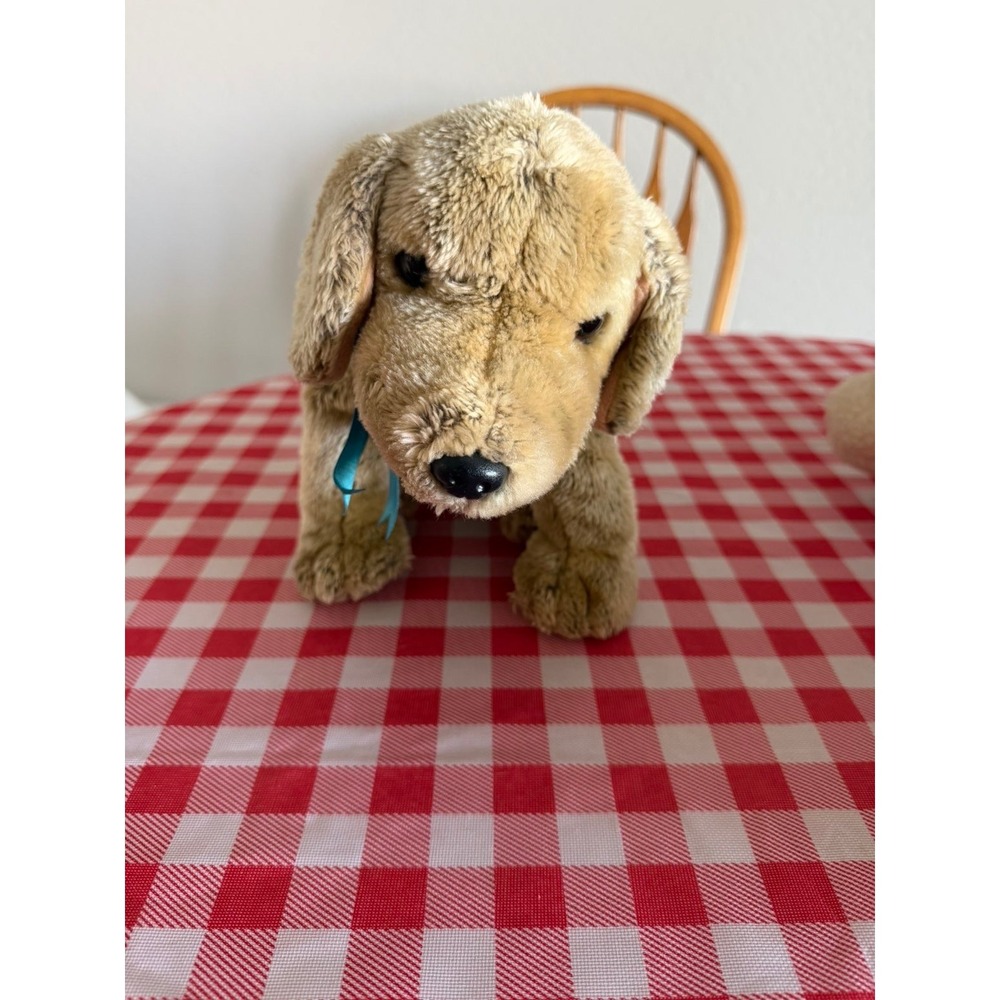 Ty Pluffies Fetch Dog Golden Retriever Tan Tylux Plush Stuffed Animal Blue
